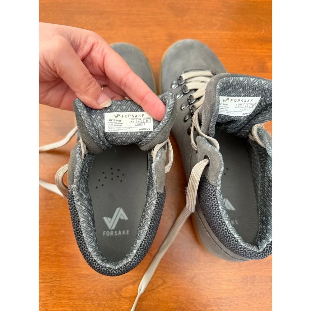Forsake Lucie Mid Waterproof Sneaker‎ Boots Suede Leather Gray Lace-up Size 8.5